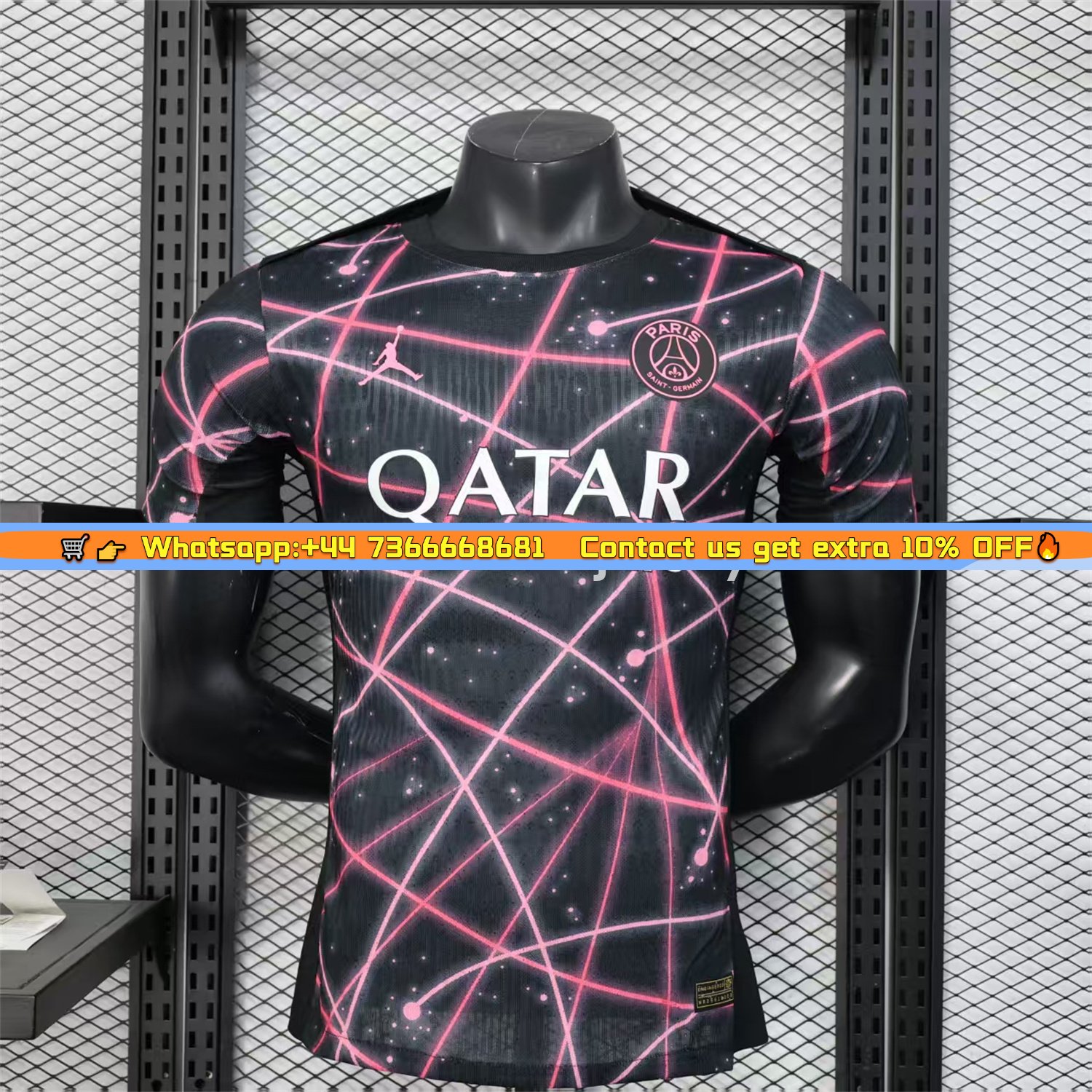 Paris Saint-Germain PSG 25-26 Pink Lines Jordan Black Special Jersey - Player Version