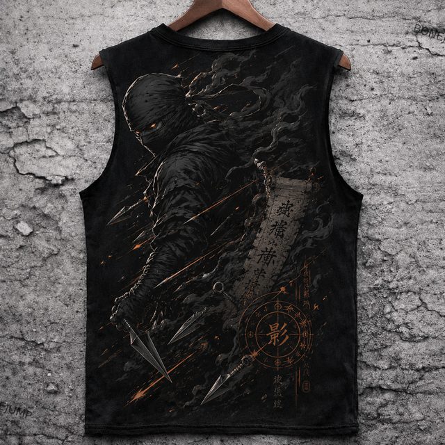 Raven Sigil Cotton Tank Top - Black / Charcoal