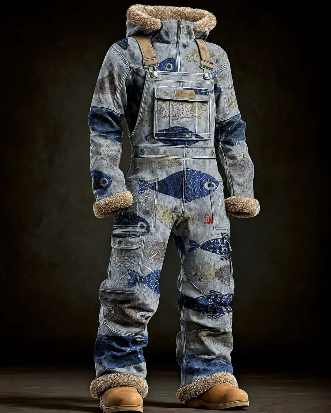 Men s Japanese Retro Art Print Casual Top Overalls Two Piece Set2720 men-s-japanese-retro-art-print-casual-top-overalls-two-piece-set2720