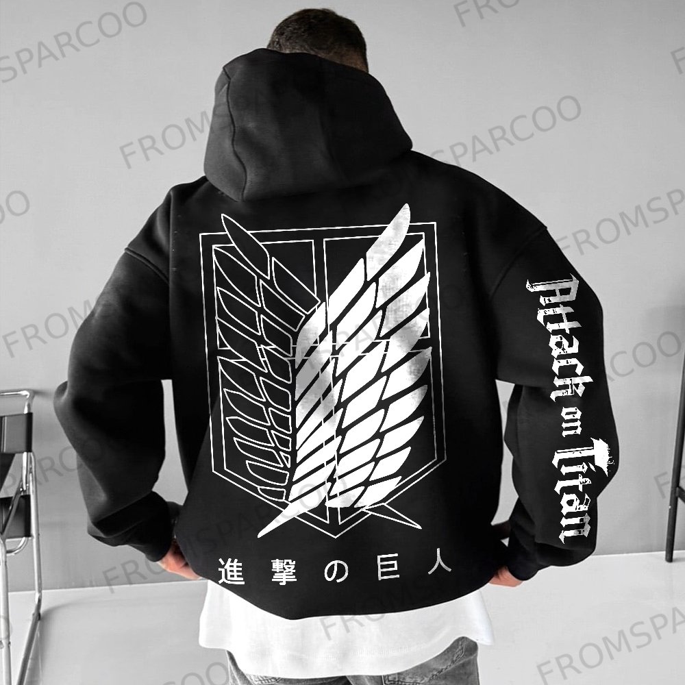 Unisex Oversized Attack on Titan Anime Print Hoodie