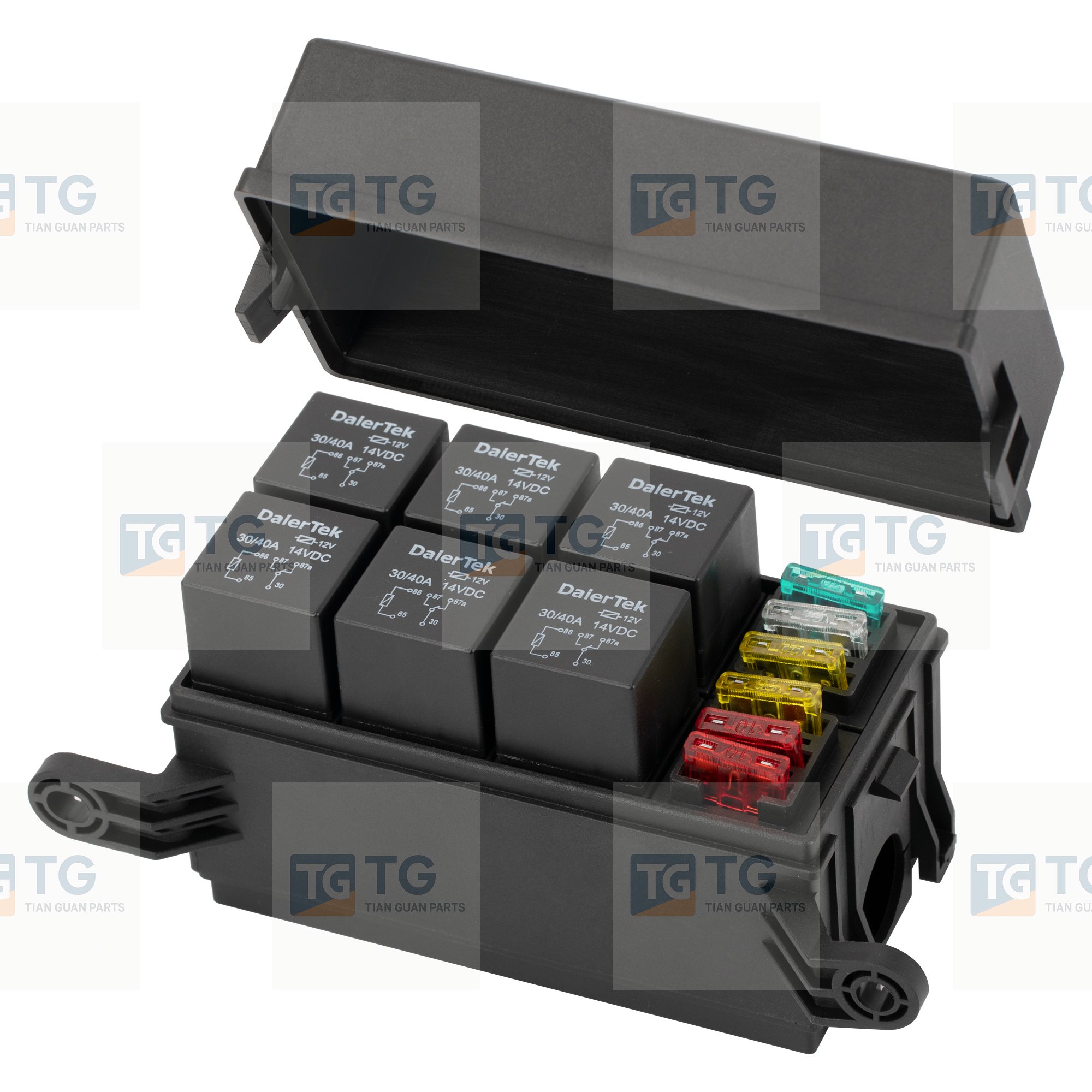 12V Relay Box 6 Way Universal Relay Fuse Box 6 Slots Relay Block ATC/ATO Fuse Block with Relay Waterproof Kit for Car Truck