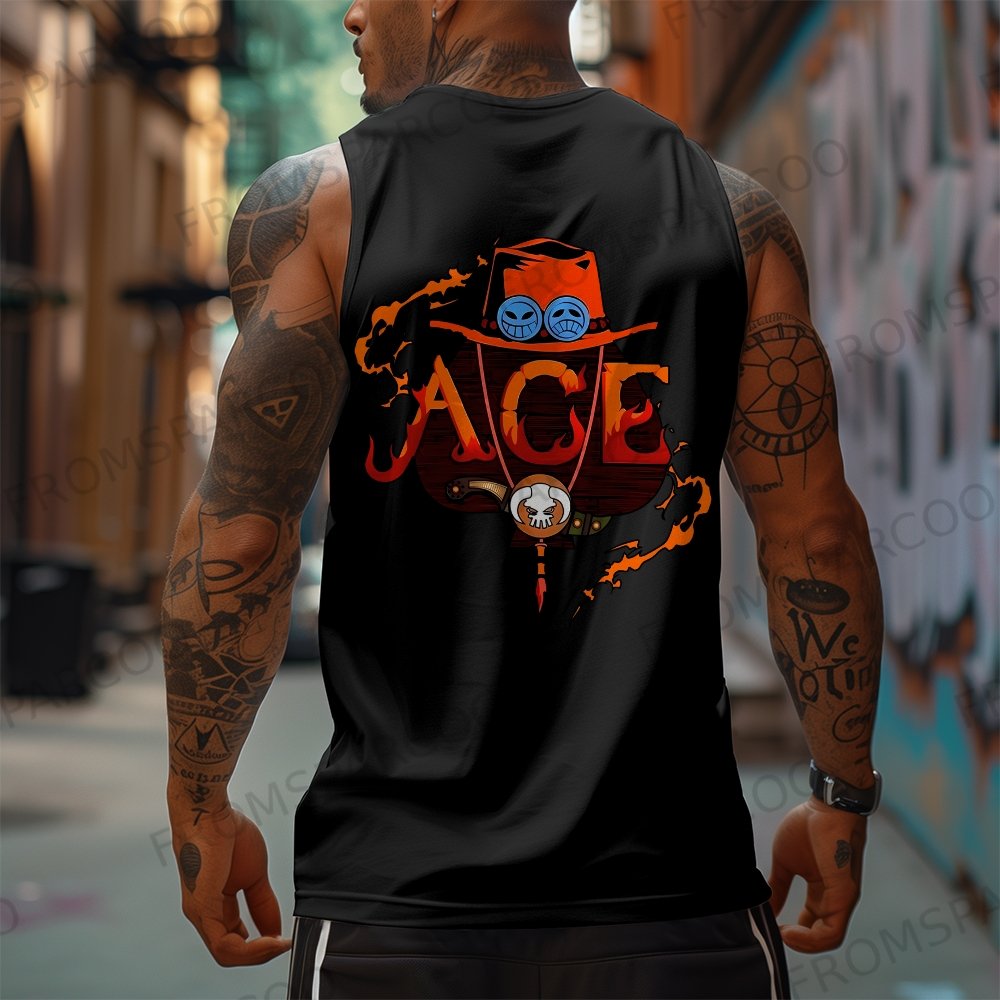 Oversized Anime Print Gym Tank Top