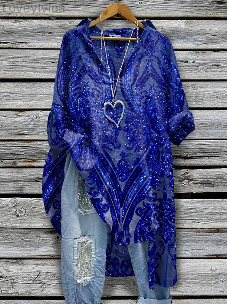Women's Embroidery Print Casual Cotton And Linen Blouse