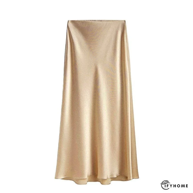 Elegant High-Waisted Satin Midi Skirt | IFYHOME