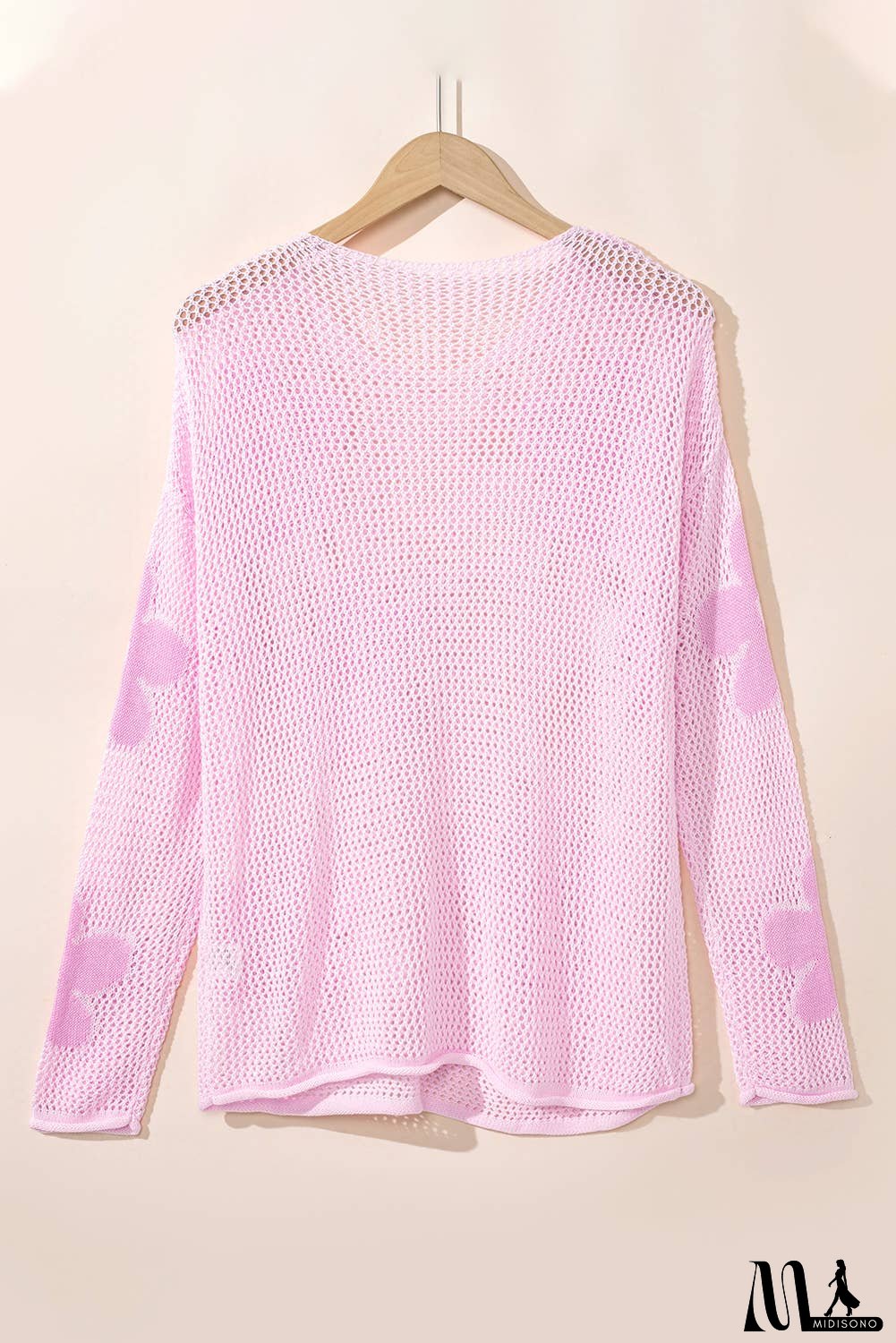 Big Flower Hollowed Knit Drop Shoulder Sweater