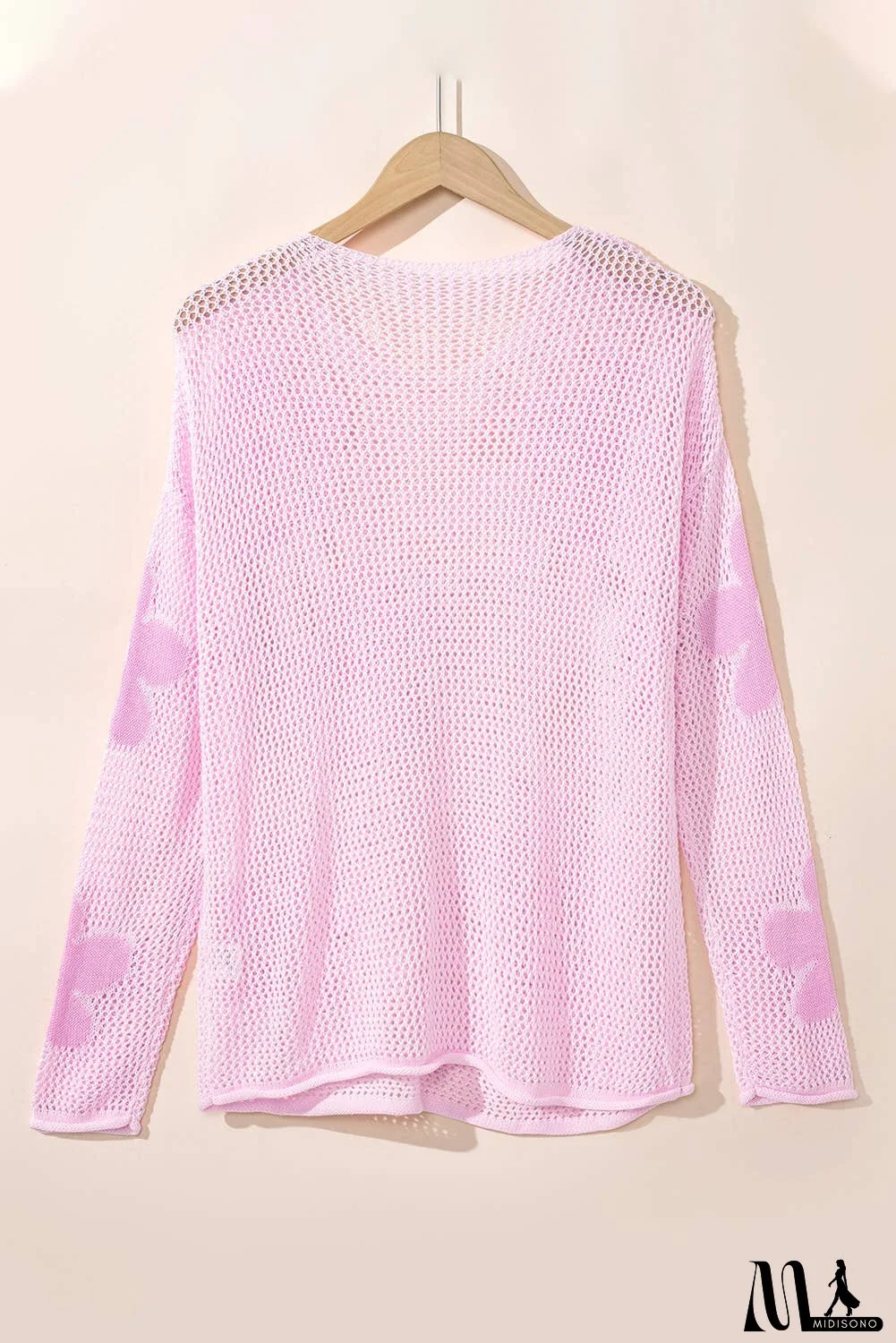 Big Flower Hollowed Knit Drop Shoulder Sweater