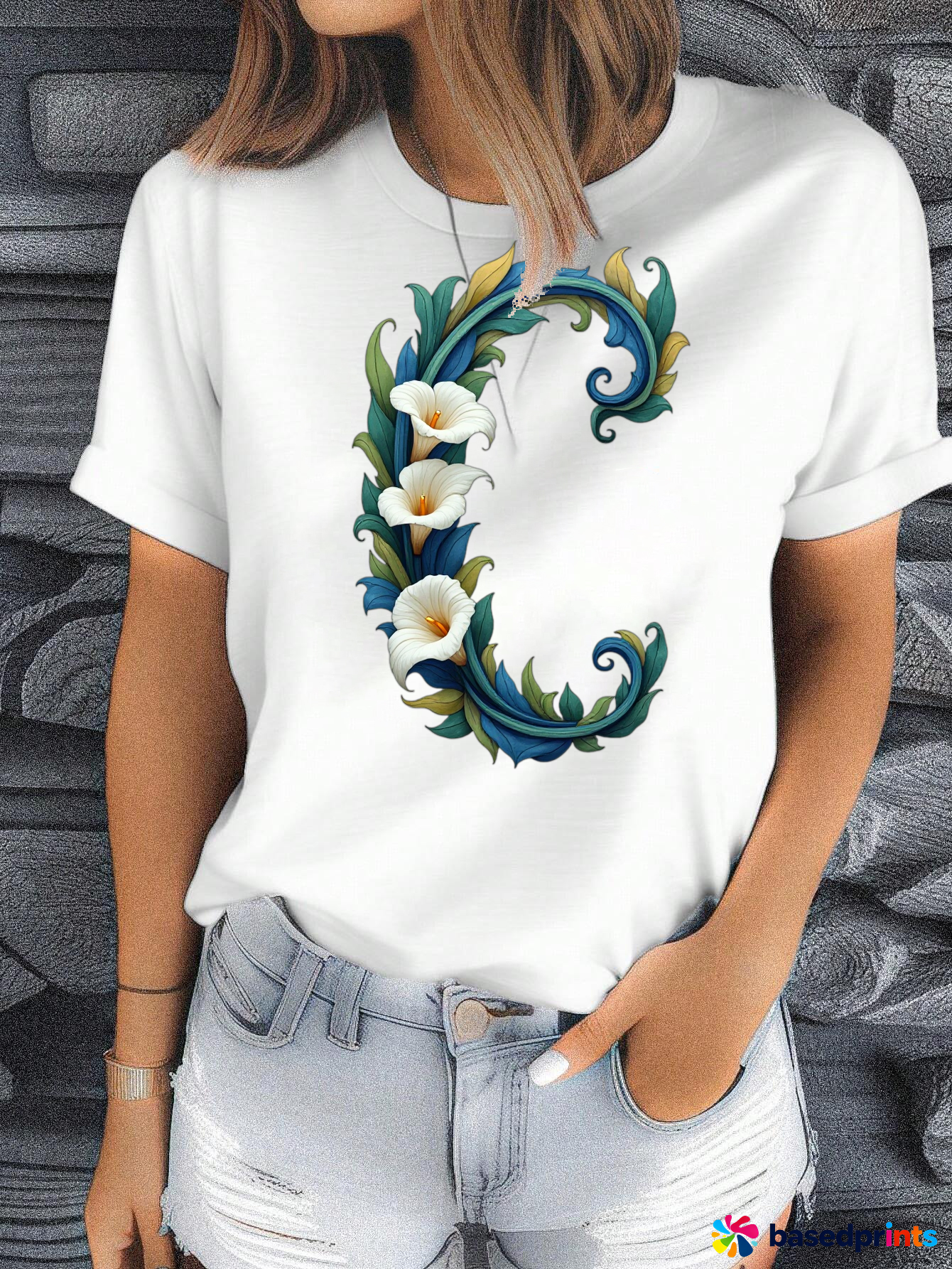 White Floral Graphic Tee