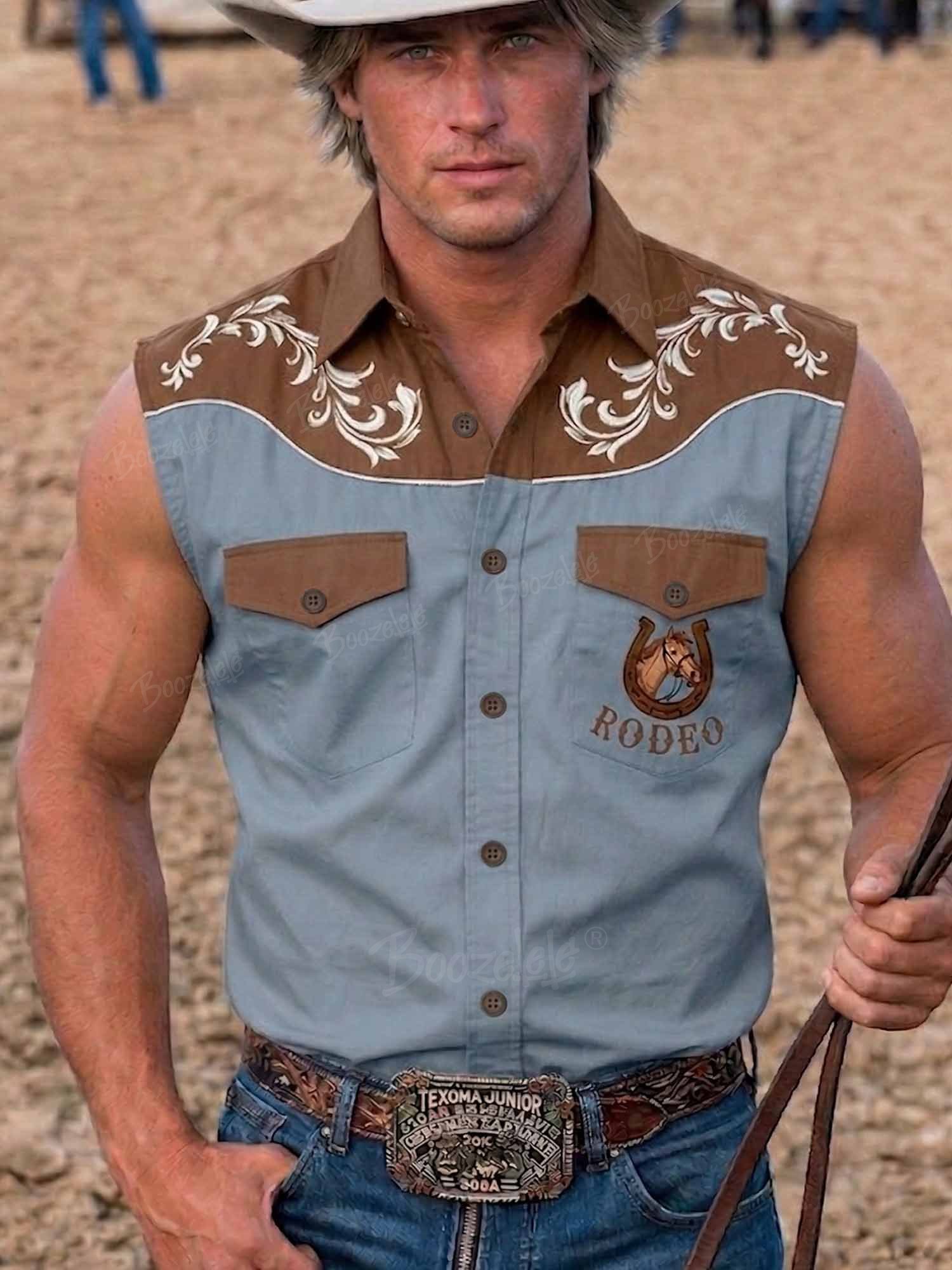 Western Rodeo Cowboy - Men'S 100% Cotton Sleeveless Shirt