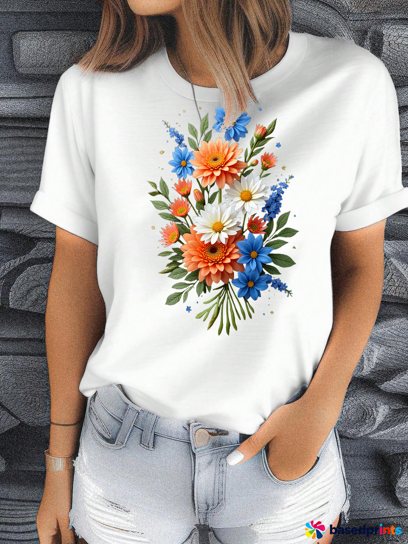 Summer Floral Print Short-Sleeved T-Shirt Women's Casual Fashion Clothing
