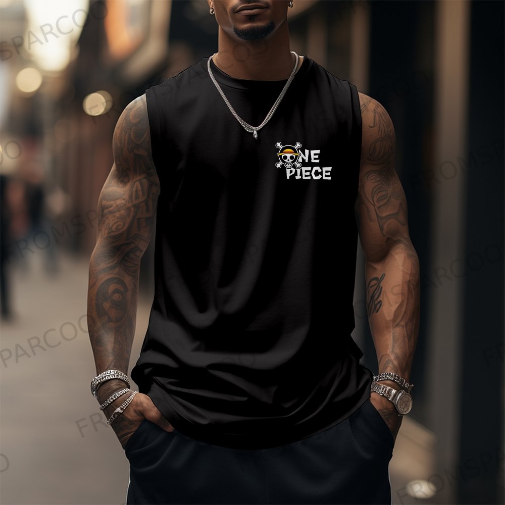 Oversized Anime Print Gym Tank Top