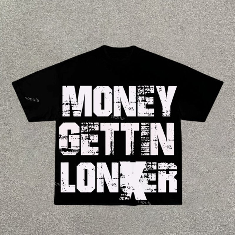 Sopula Vintage Money Getting Longer Graphic Cotton T-Shirt