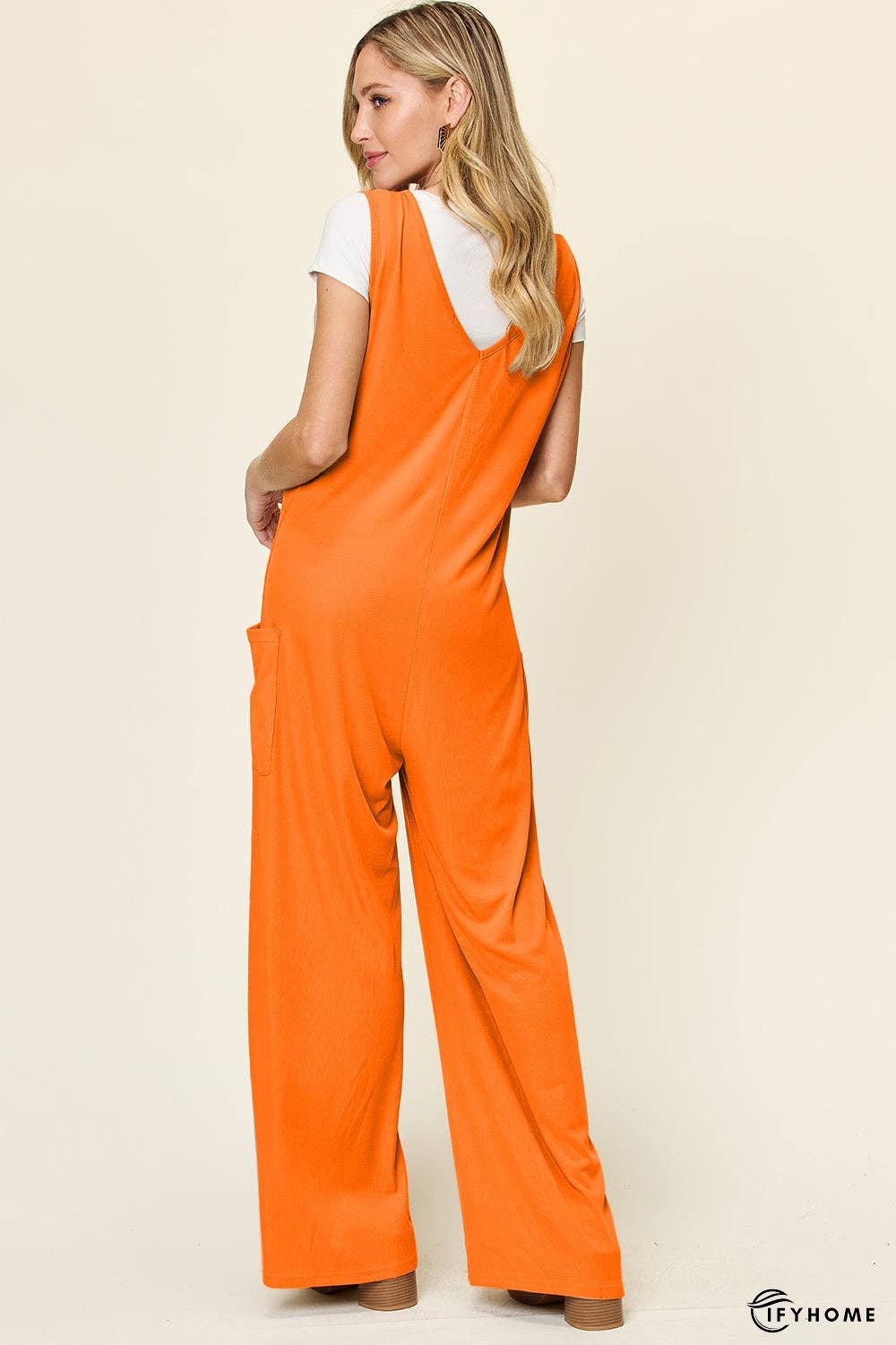 Double Take Full Size Sleeveless Wide Leg Jumpsuit with Pockets | IFYHOME