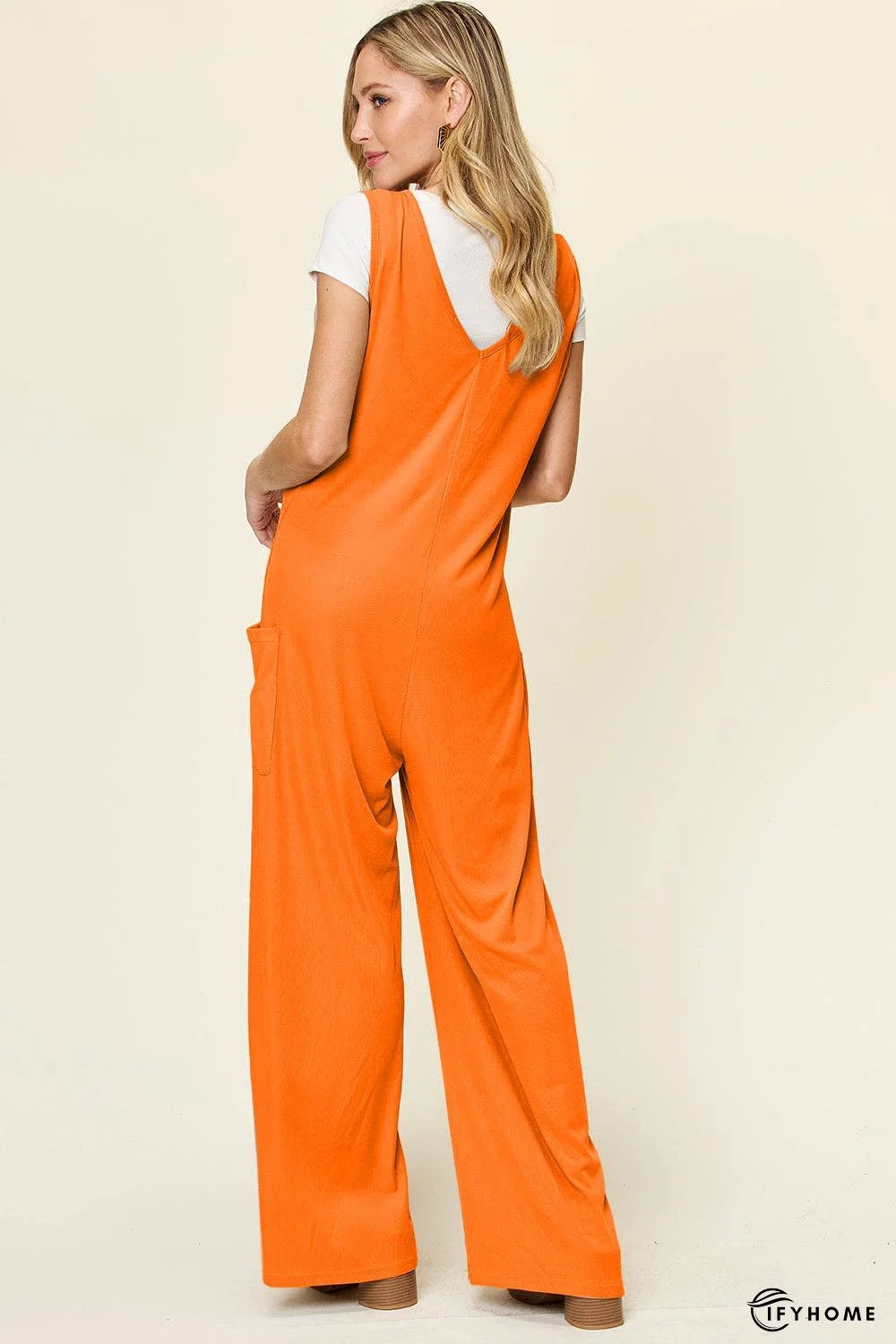 Double Take Full Size Sleeveless Wide Leg Jumpsuit with Pockets | IFYHOME
