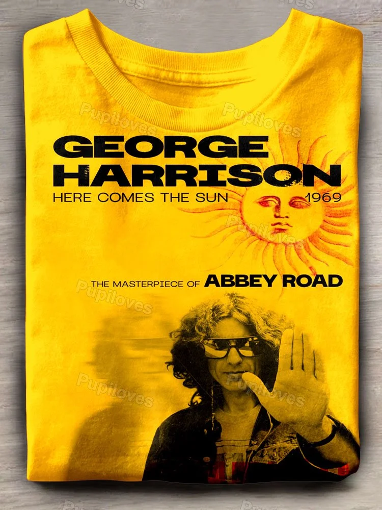 Pupiloves Pupiloves George Harrison Guitarist Here Comes The Sun T-shirt