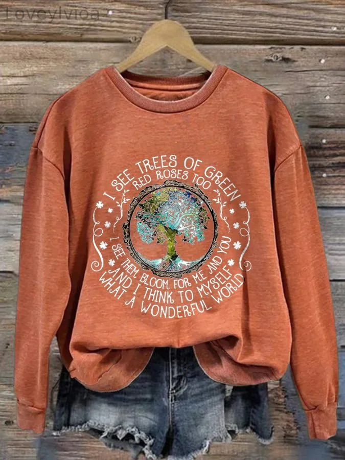 Hippie What A Wonderful World Print Sweatshirt