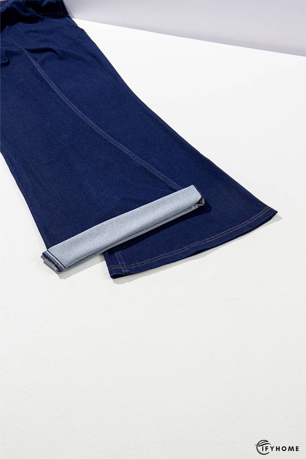 Solid Crossed Waist High Elastic Fit Flare Jeans | IFYHOME