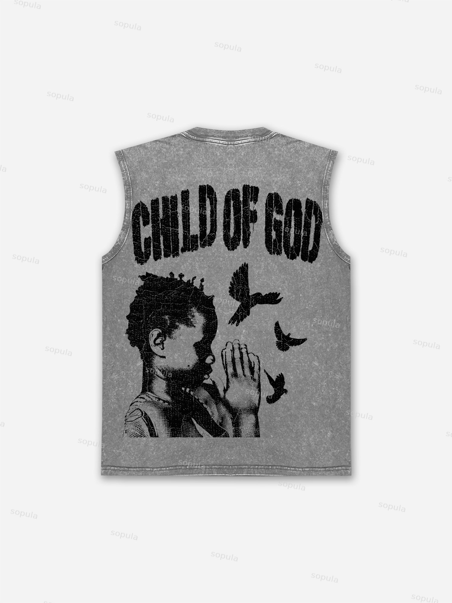 Sopula Child Of God Praying For Peace Print Wash Tank Top