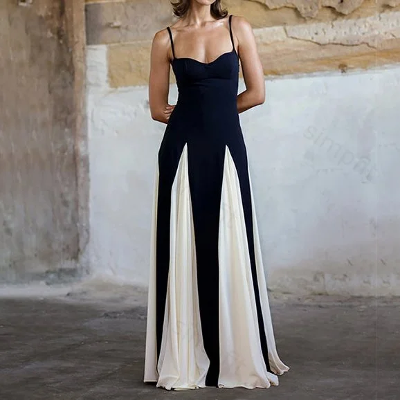 Simpfit Maxikleid mit Spaghettiträgern und Kontrast