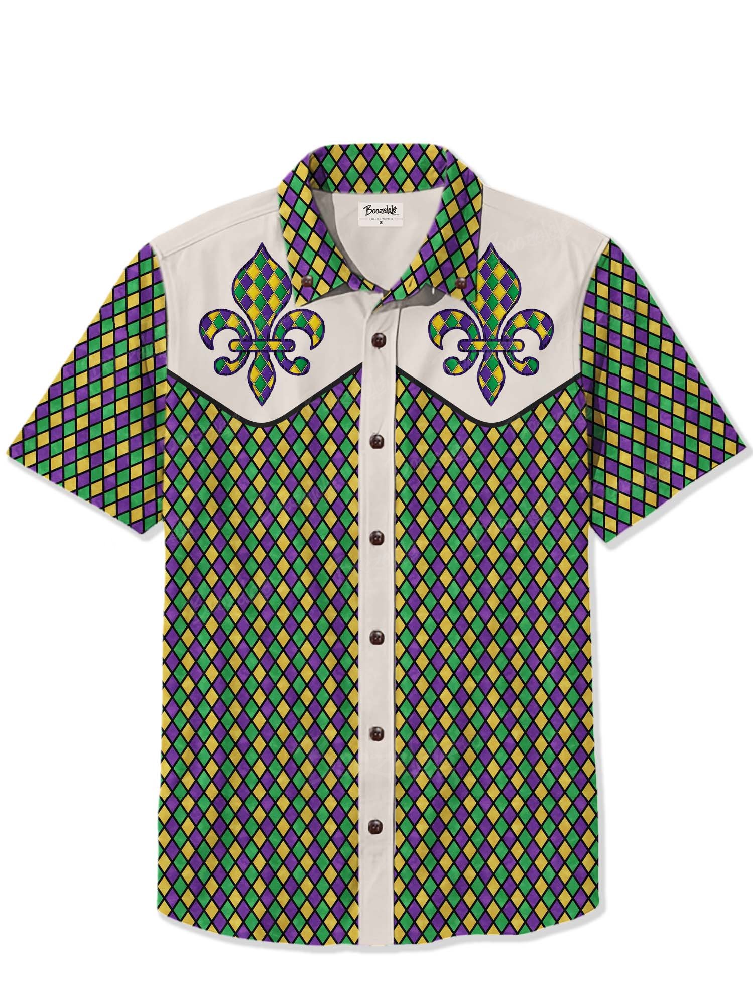 Diamond Plaid Mardi Gras - 100% Cotton Shirt