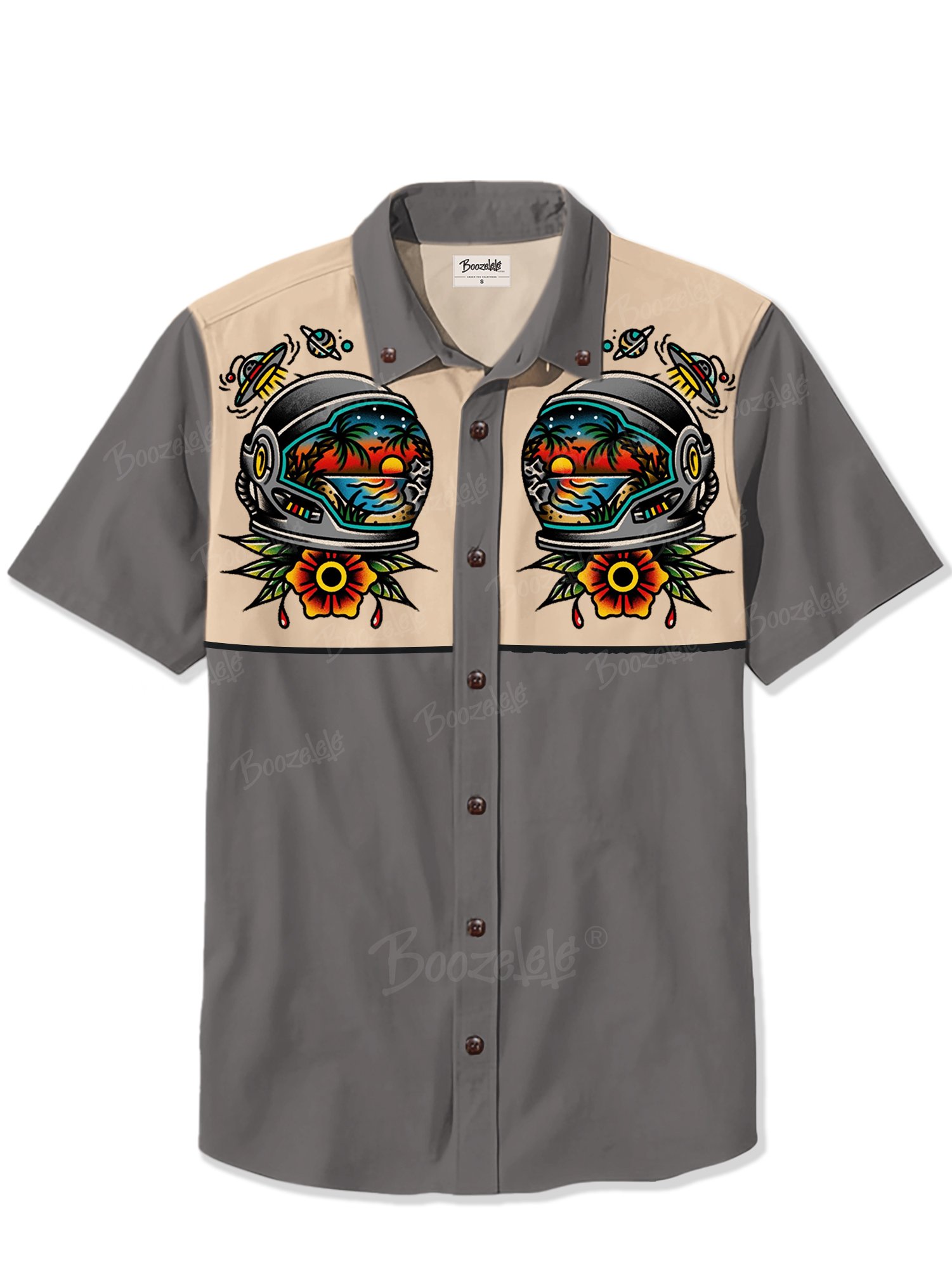 Retro Flower And Aircraft - 100% Cotton Shirt