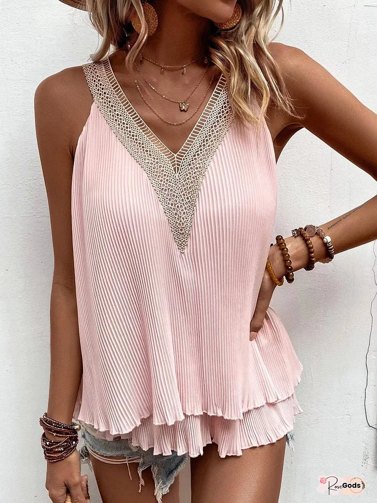 V-neck Lace trim top
