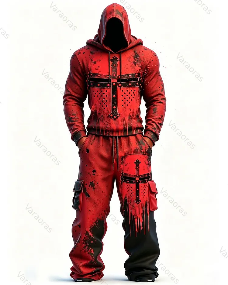 Men's Fashion Embroidered Hoodie and Pants Two-Piece Set  2064