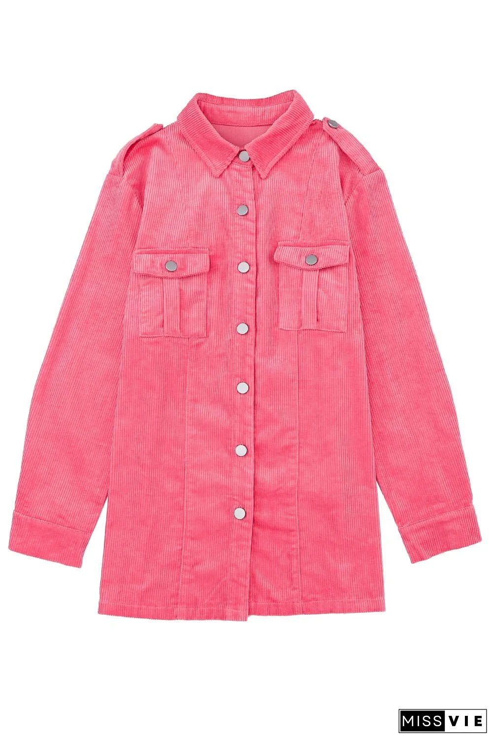 Buttoned Flap Pocket Corduroy Jacket