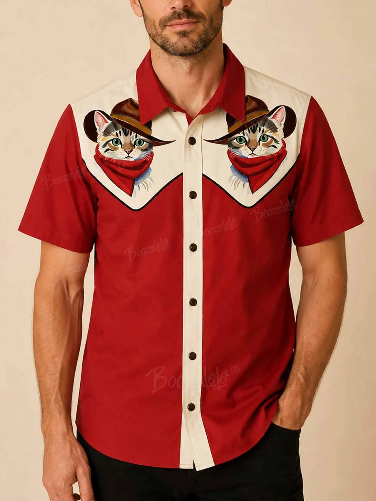 【Clearance】Western Cowcat - 100% Cotton Shirt