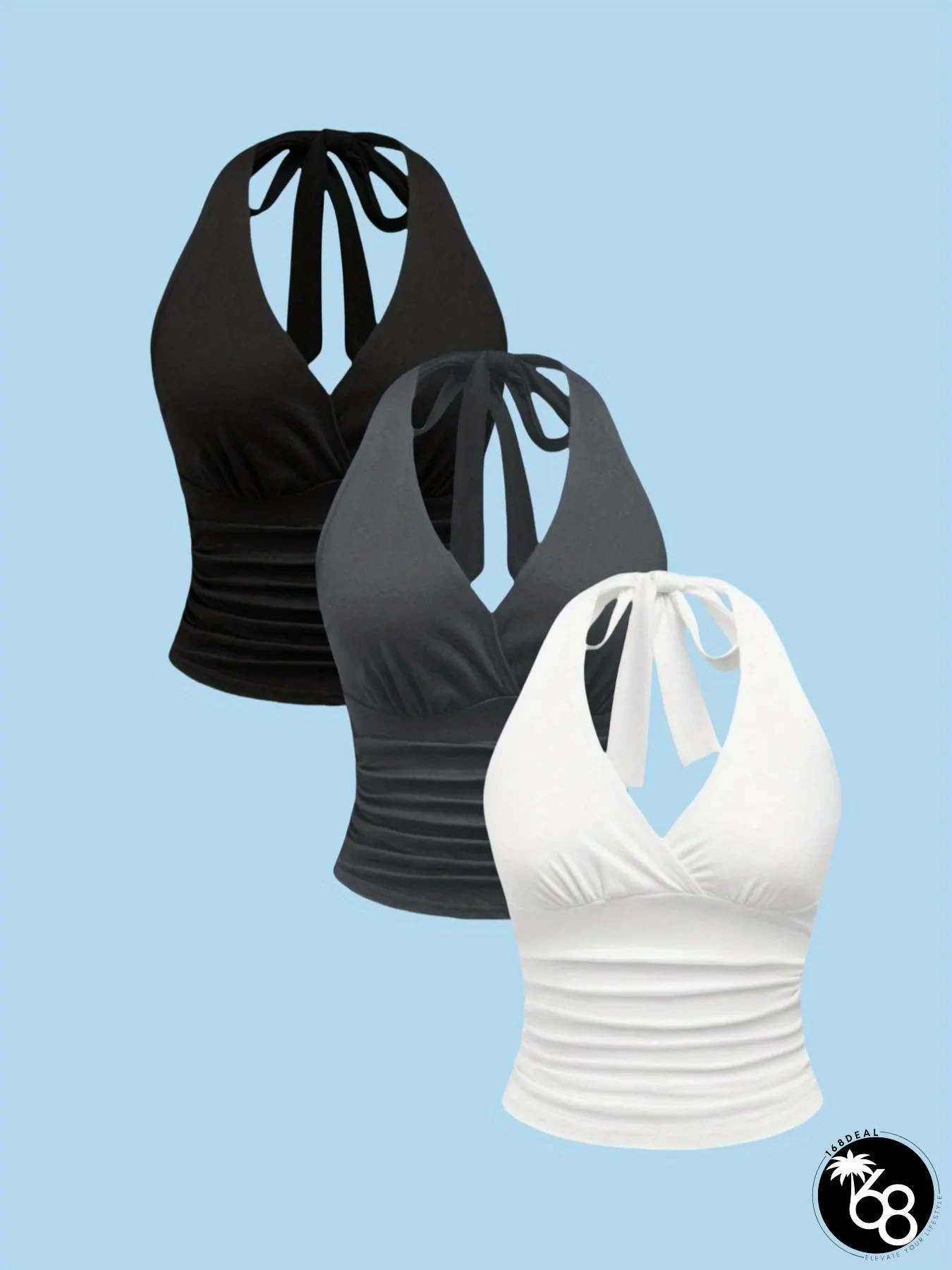 3pcs Women's Unique Design Backless Fashion Neckline Tank Tops | 168DEAL
