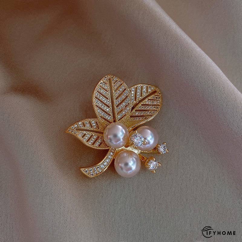 Pearl And Cubic Zirconia Brooch With Diamond Accents | IFYHOME