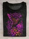 Unisex Hummingbird Art Print Crew Neck T-Shirt