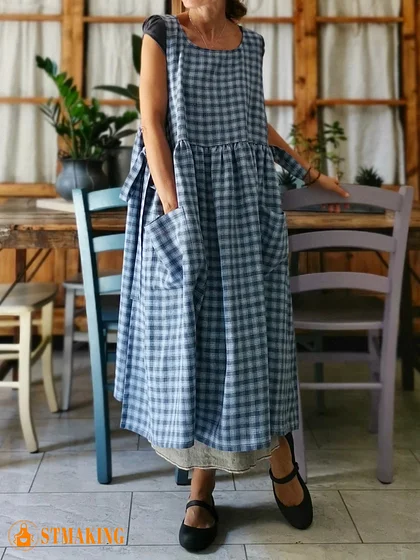 Green and Blue Tartan Apron