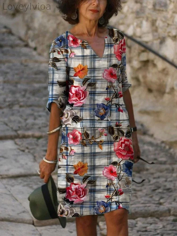 Women's Casual Loose Floral Print Long Dress(S-5XL)