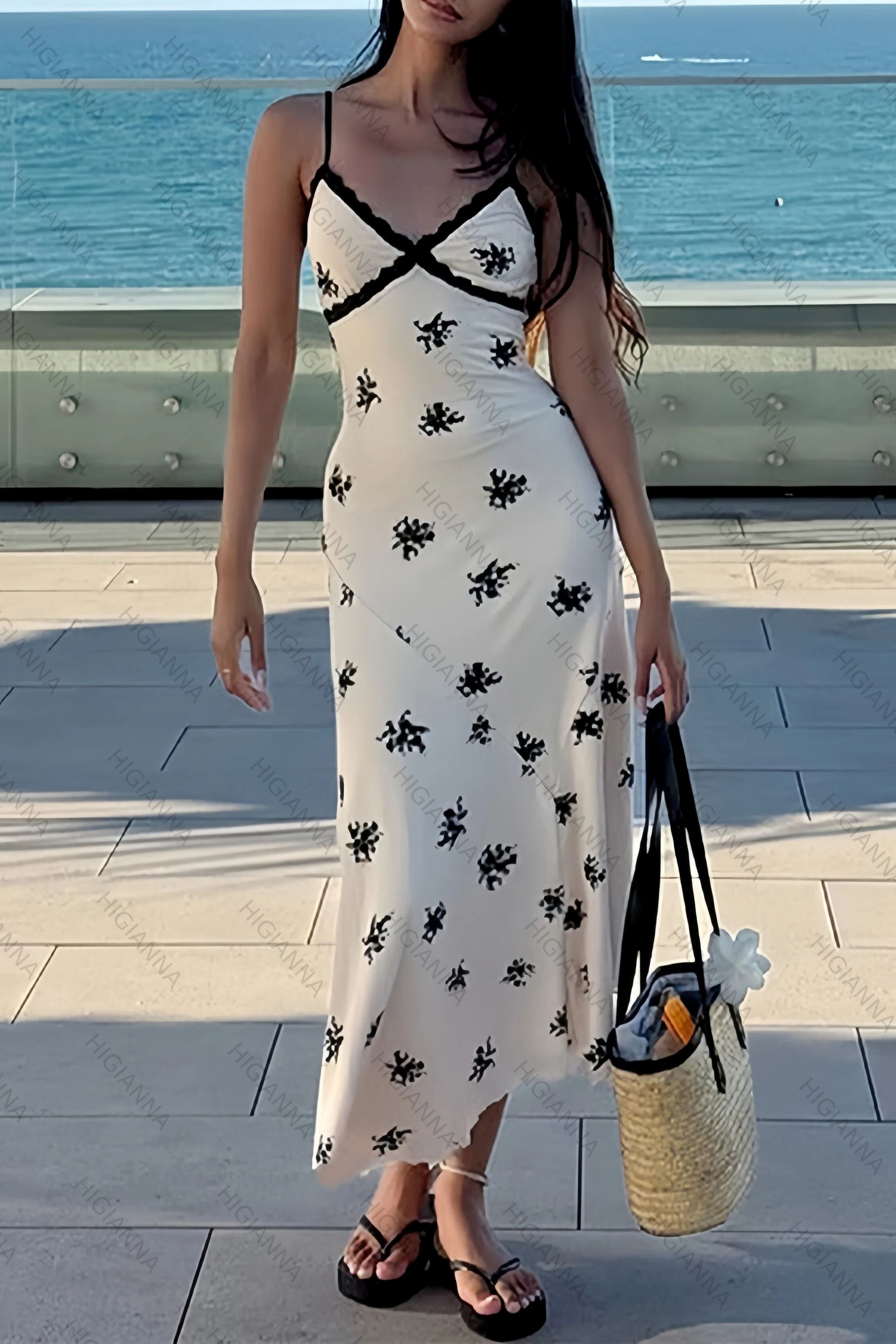 Floral Print Lace Trim Cami Maxi Dress - HIGIANNA&reg;