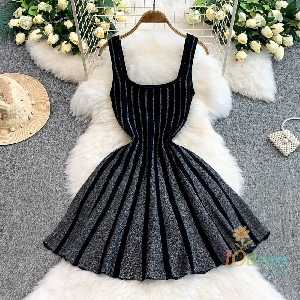 IO Dress Mini Dress Women Sling Dresses A Line Vestidos Striped Round Neck Sleeveless Elegant Club Y2k Streetwear Party Night 2025