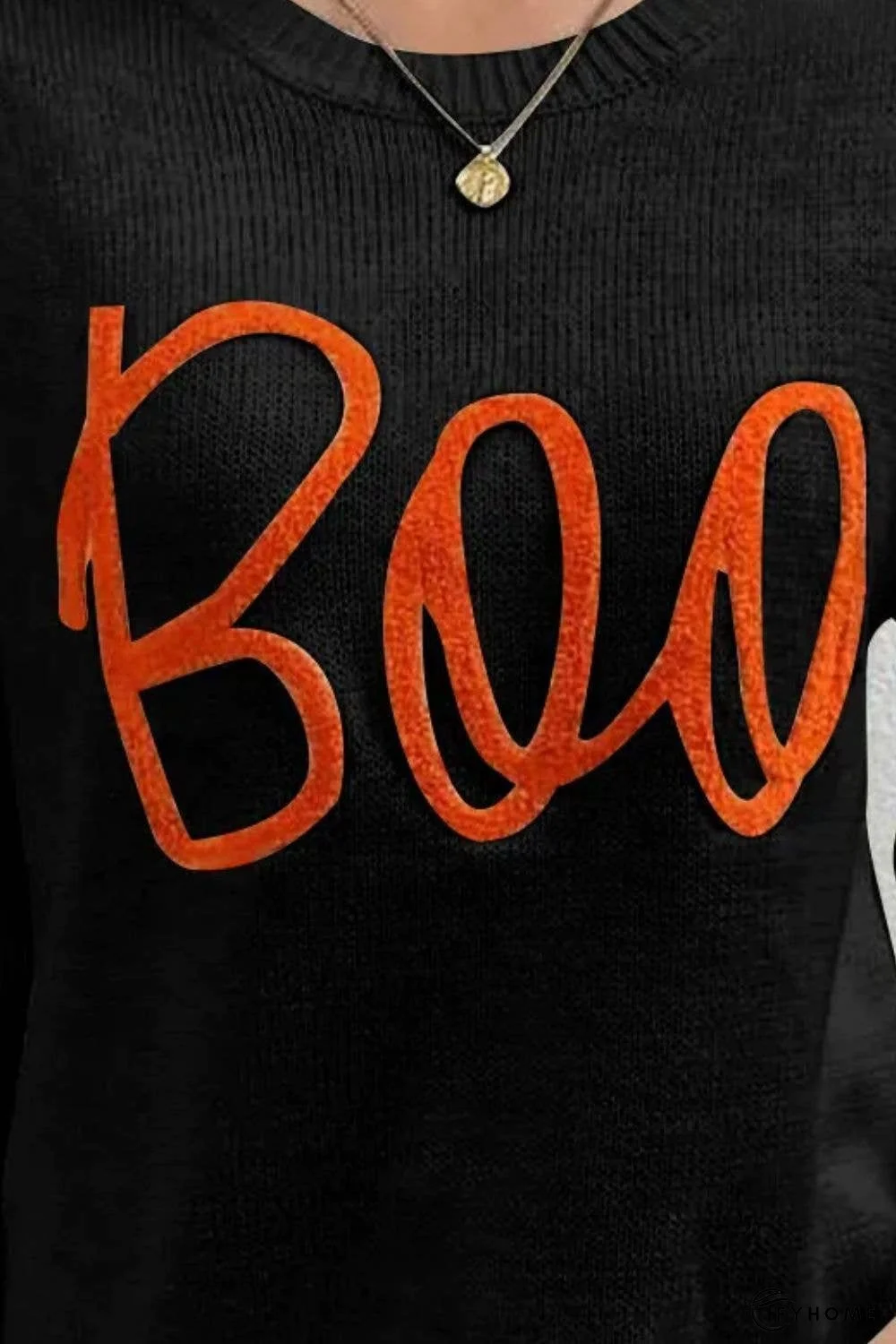 BOO Round Neck Long Sleeve Sweater | IFYHOME