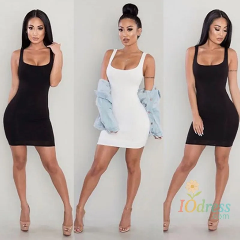 IO Dress Summer Dress Robe Sexy Solid Black Mini Dress Backless Spaghetti Strap Dress Sleeveless Casual Party Midi Vintage Bodycon Dress IO Dress