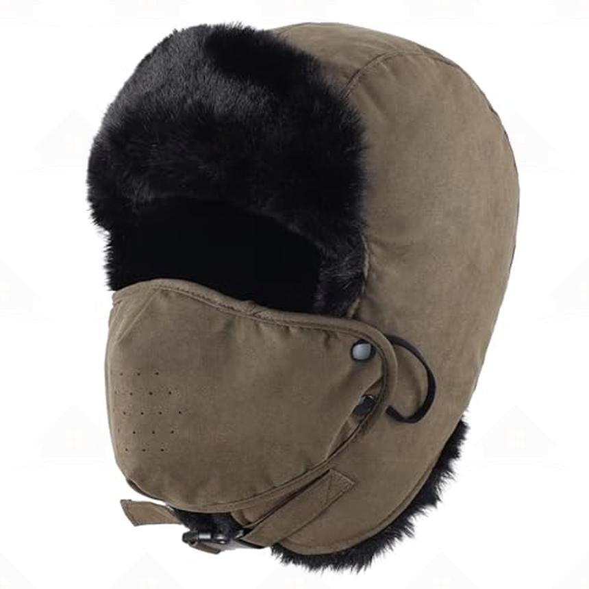 Home Prefer Aviator Trapper Hat for Men Women Faux Fur Warm Winter Hat with Ear Flaps Faux Suede Ushanka Cold Weather Hats