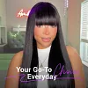 Glueless Natural Black Long Straight Wig With Bang