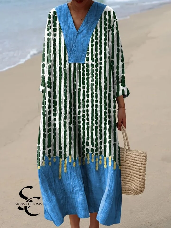 Women's Irregular Geometric Art Print Dress