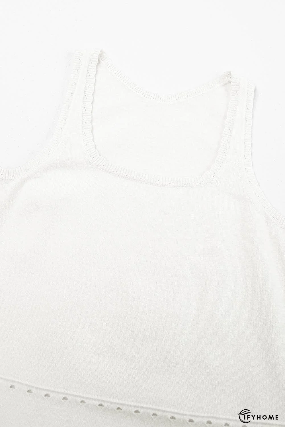 U Neck Eyelet Accent Sweater Vest | IFYHOME