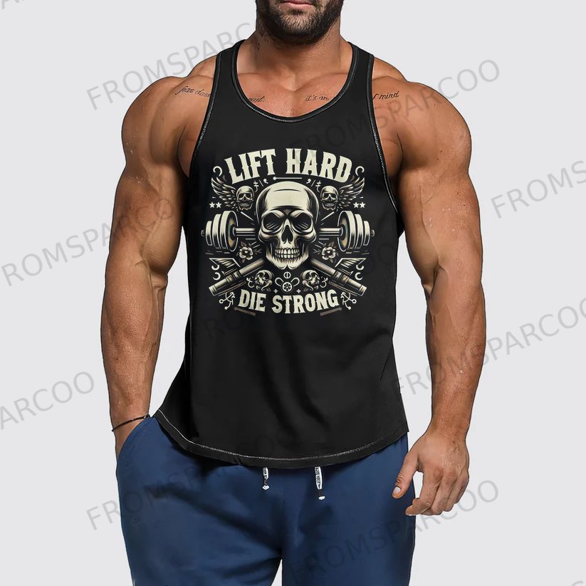 LIFT HARD DIE STRONG Men's Printed Fitness Tank Top