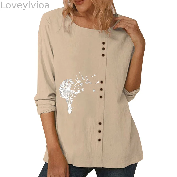 Dandelion Pattern Minimalist Long Sleeved Shirt