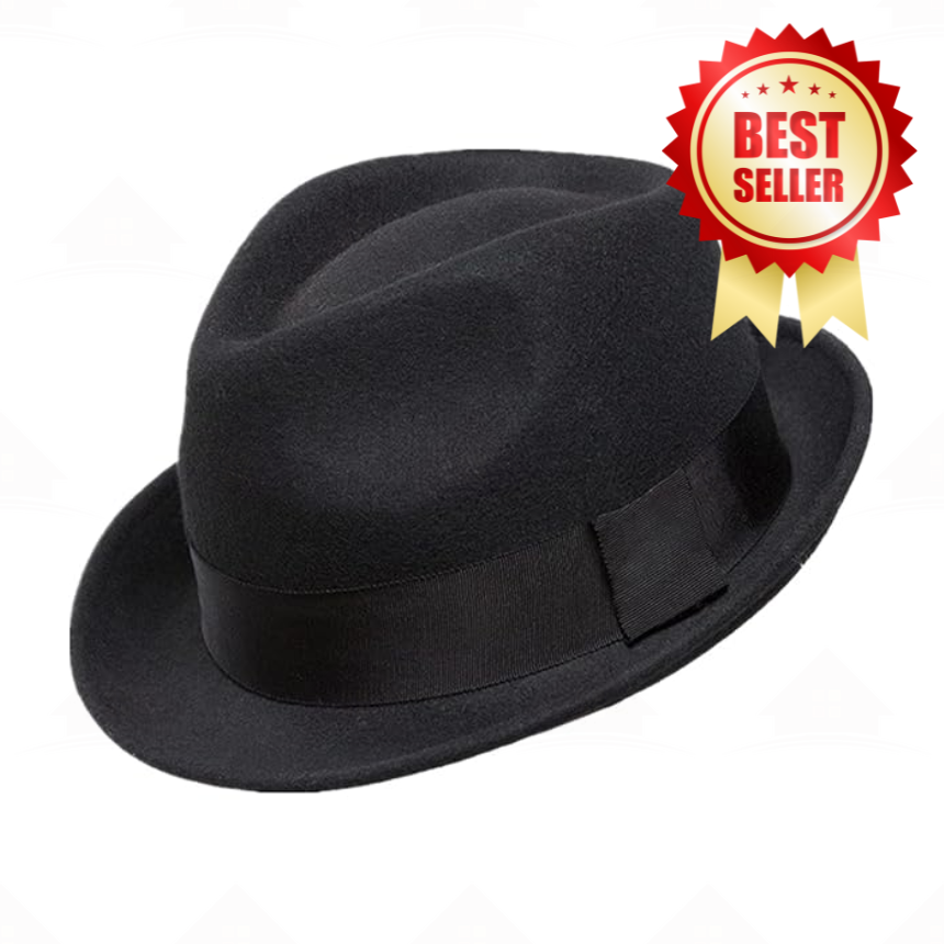 Home Prefer Men's Wool Felt Winter Hat Short Brim Fedora Hat