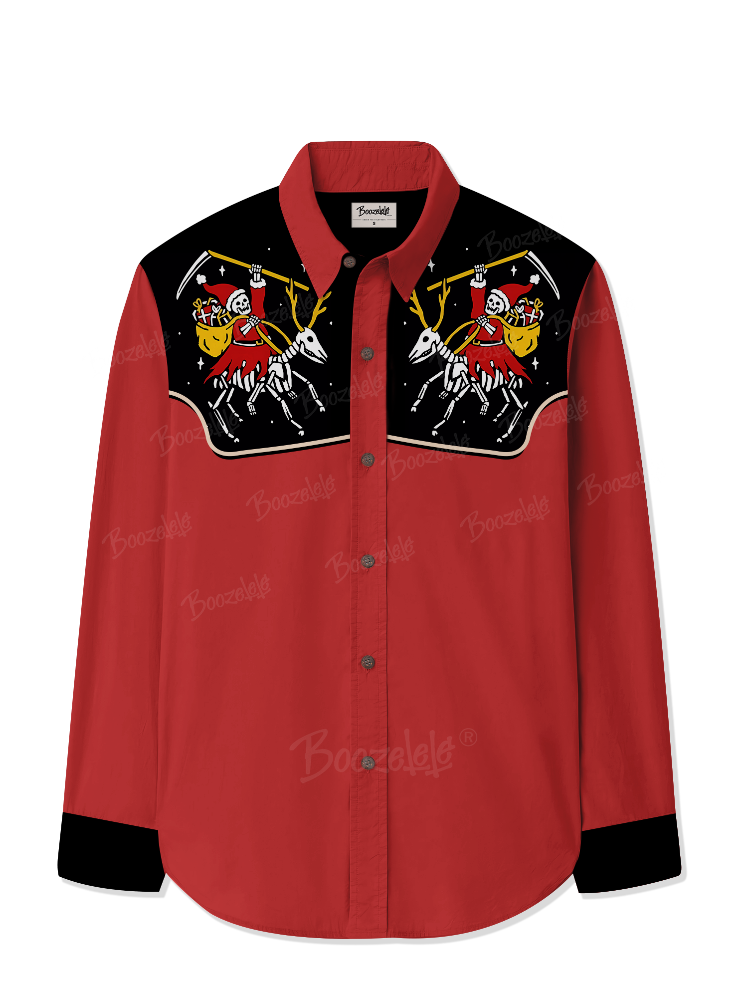 Christmas Skeleton Pulling Sled - 100% Cotton Long Sleeves Shirt