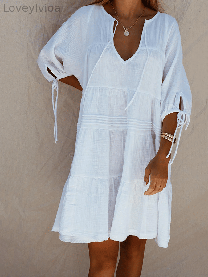 Women's Retro Solid Color Loose Casual Dress