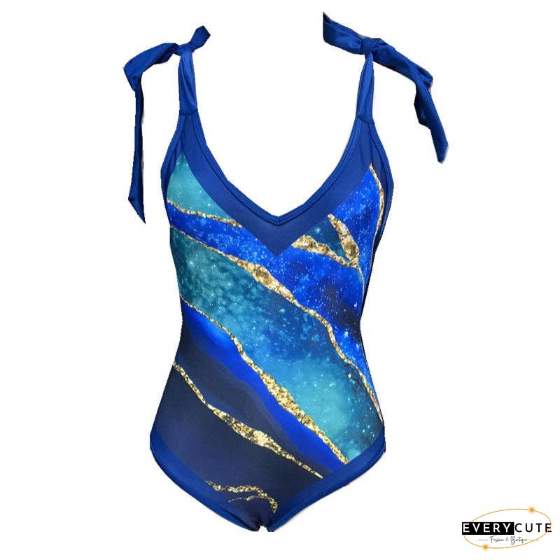 Ladies Strape Shoulder Print One Piece Swimwear SKSW40080T