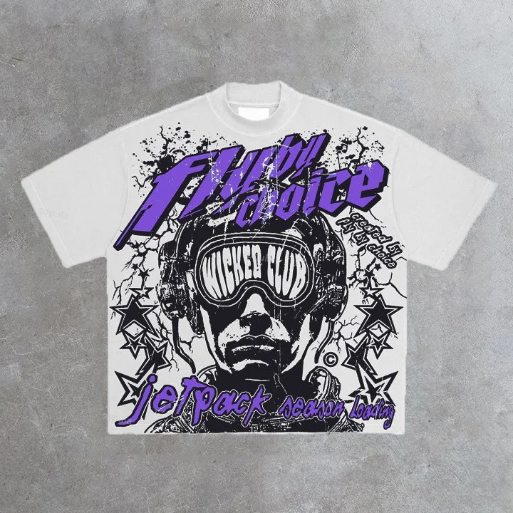 Sopula Fly By Choice Death In Purple Graphic Cotton T-Shirt