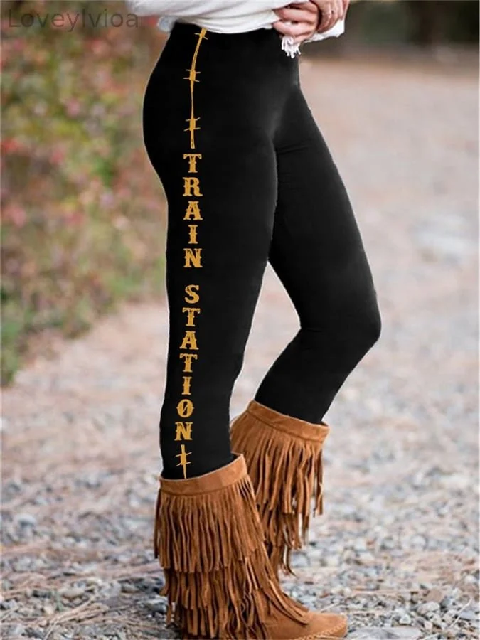Western Print Skinny Stretch Leggings