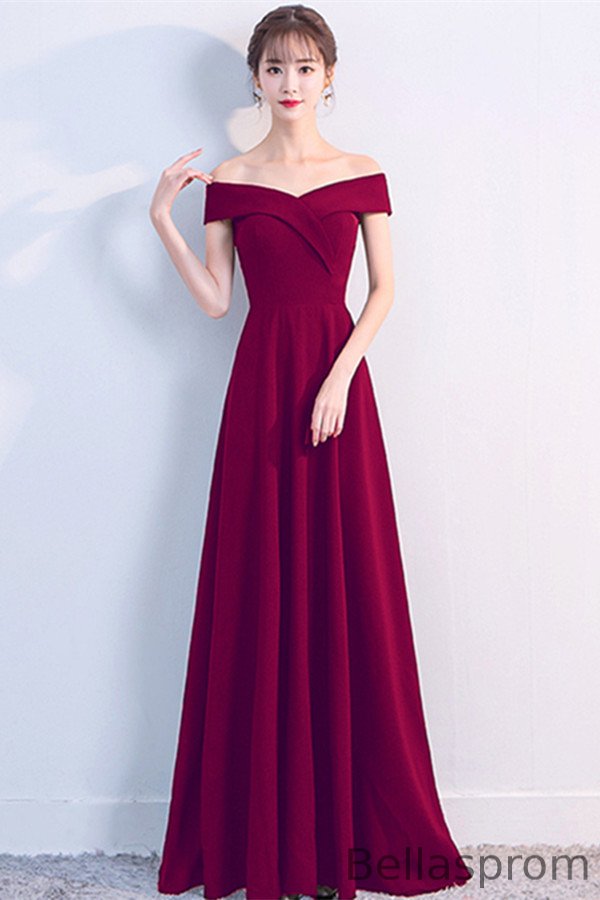 Bellasprom Off-the-Shoulder Long Evening Dress Zipper Back Bellasprom
